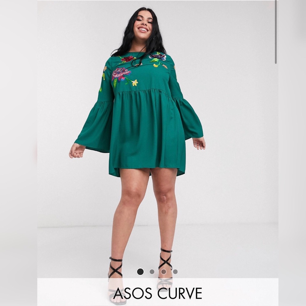 NWT ASOS CURVE Floral Embroidered Mini Dress